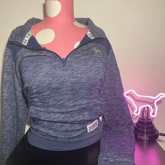 Victoria’s Secret Pink Quarter Zip Pullover Hoodie Size Small Love Pink VsPink - Picture 3 of 17